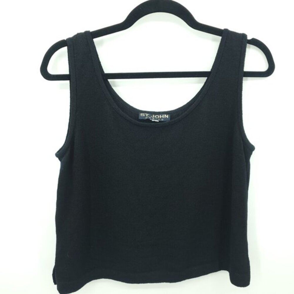 VTG 2000s St. John Basics Edina Santana Knit Scoop Neck Shell/Tank Top M/L Black